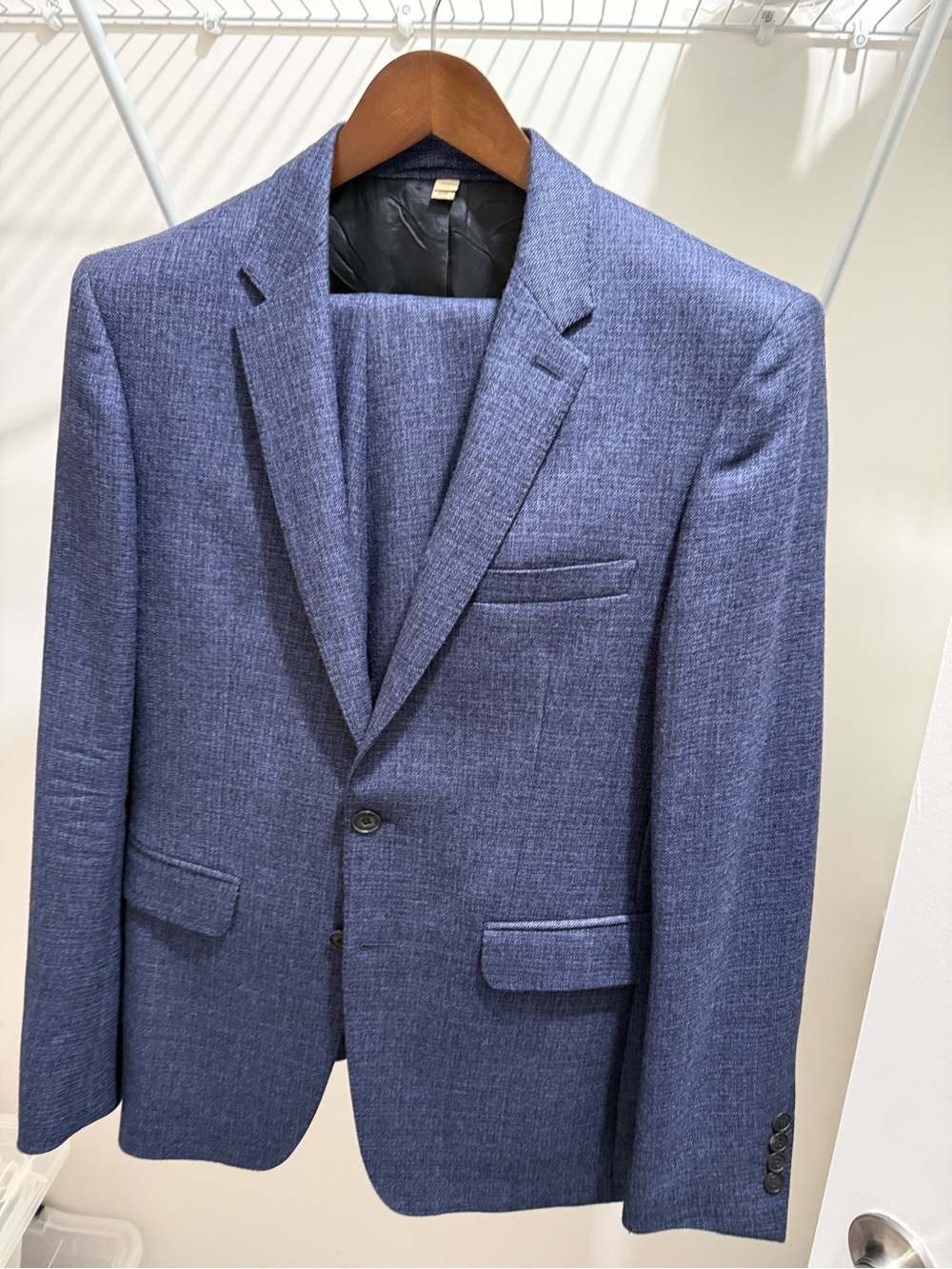 Burberry Navy Textured Two-Button Suit